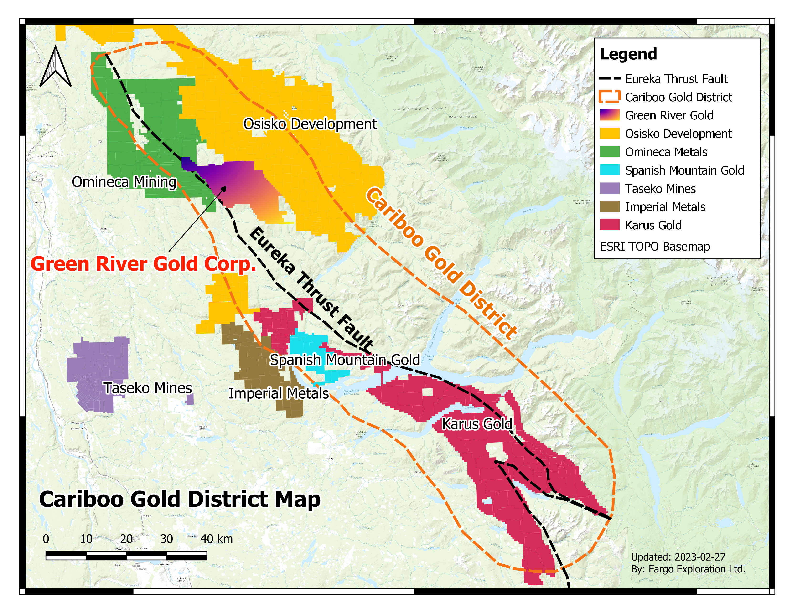 Green River Gold Corp CSE - CCR OTC - CCRRF Adjacent Properties